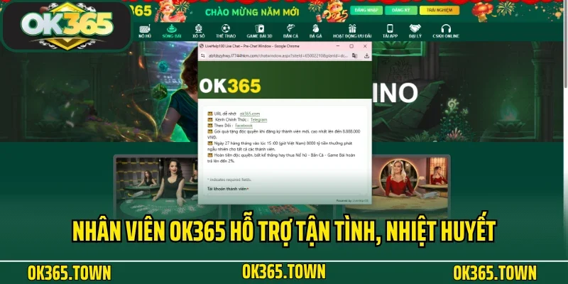 Casino OK365 3 Nhân viên OK365 hỗ trợ tận tình, nhiệt huyết